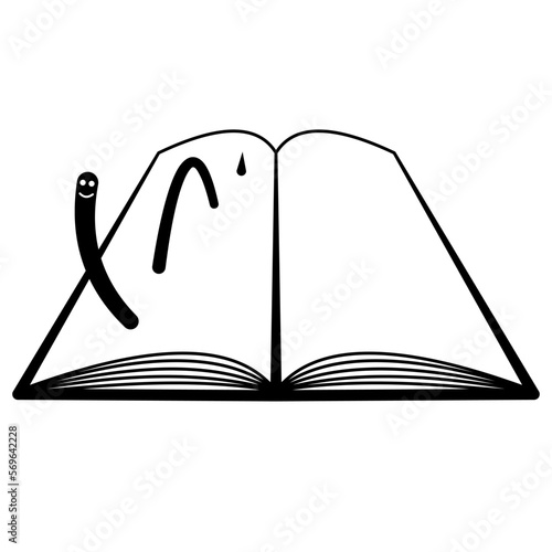 Book worm icon vector graphic.