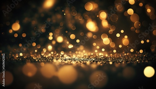  a blurry image of a gold glitter background with bokem lights in the background and a blurry image of a gold glitter background in the foreground. Generative AI photo