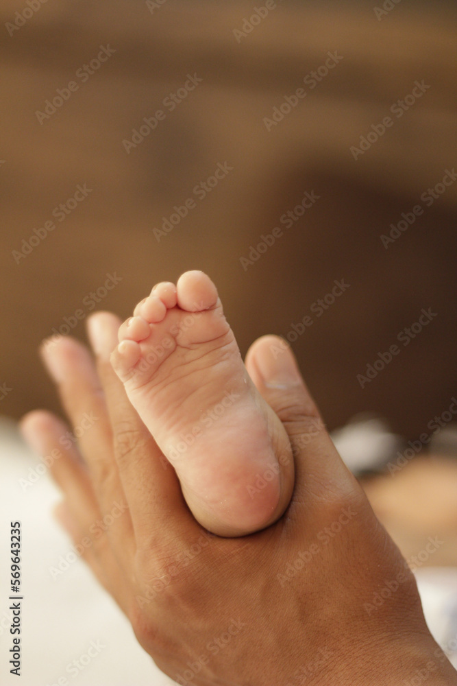 DETALLE DE PIES DE UN BB CON ANILLOS DE BODAS EN LOS DEDOS Y SOSTENIDA POR LAS MANOS DE SU MADRE, ENFOQUE SELECCTIVO DETALLE DE PIES DE UN BB CON ANILLOS DE BODAS EN LOS DEDOS Y SOSTENIDA POR LAS MANOS DE SU MADRE, ENFOQUE SELECCTIVO