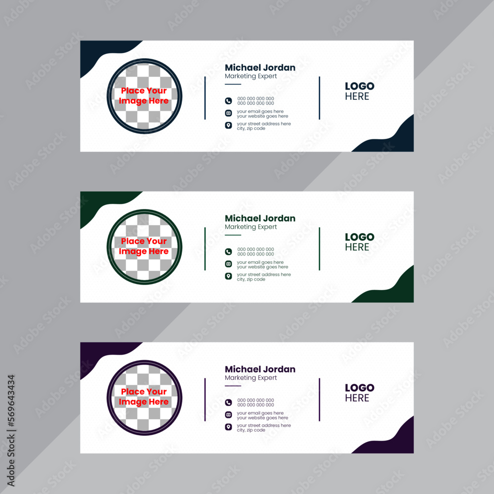 Obraz premium Email Signature Template Posts Vector Design, Unique Vector Image with Three Different Colors