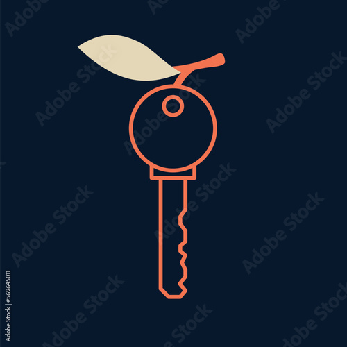 The key to the lock. Linear image. Vector illustration.