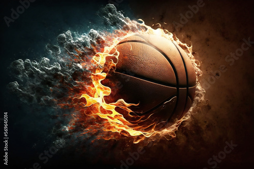 basketball with flames, ai generated © Sandu