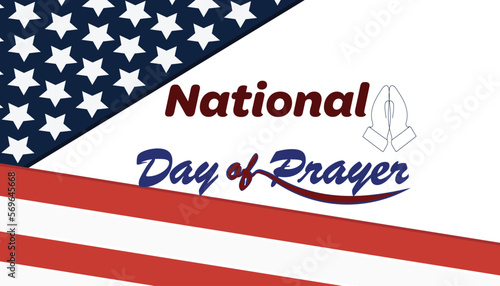 National Day of Prayer with Praying hands silhouette icon and american flag. Banner, Poster, background.