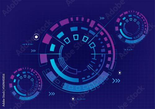 Tech circle modern blue background. Abstract technology Hi-tech concept futuristic digital innovation