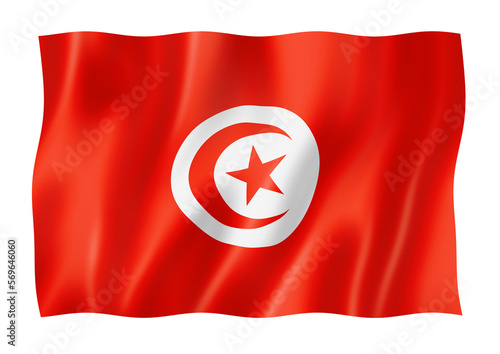 Tunisian flag isolated on white