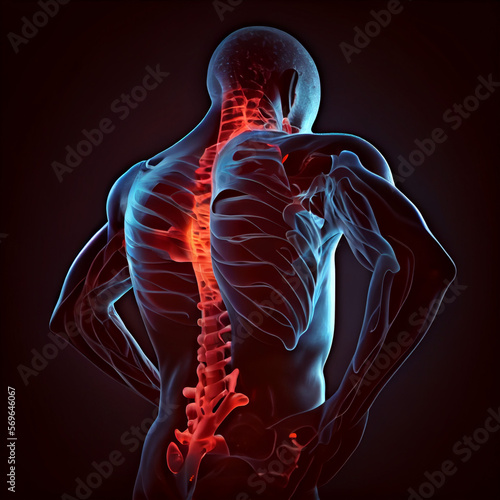 Illustration ia, medical representation of back pain