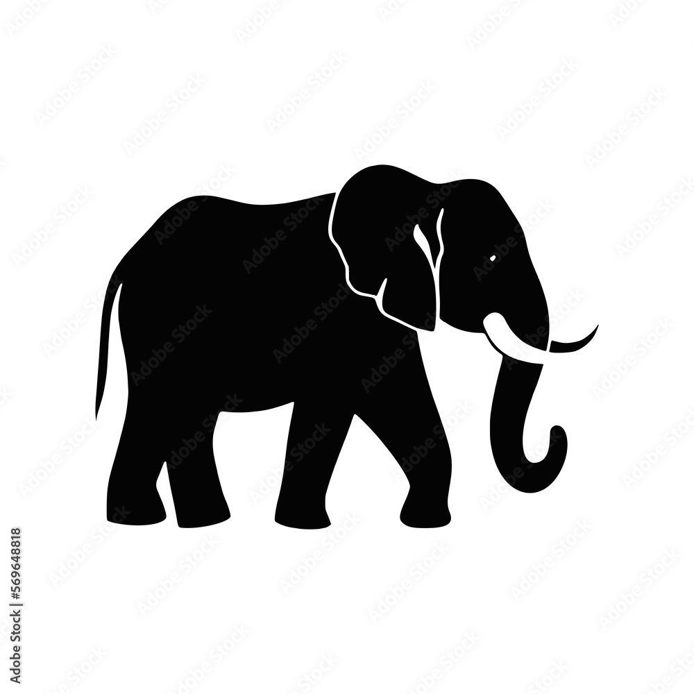 Obraz premium Flat icon infographic black and white elephant illustration animal 