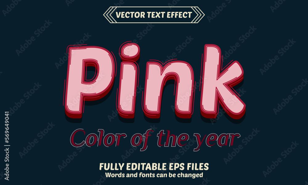 Editable 3D pink Text effect style
