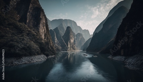 Beautiful Yangtze river landscape generative ai © Arisctur