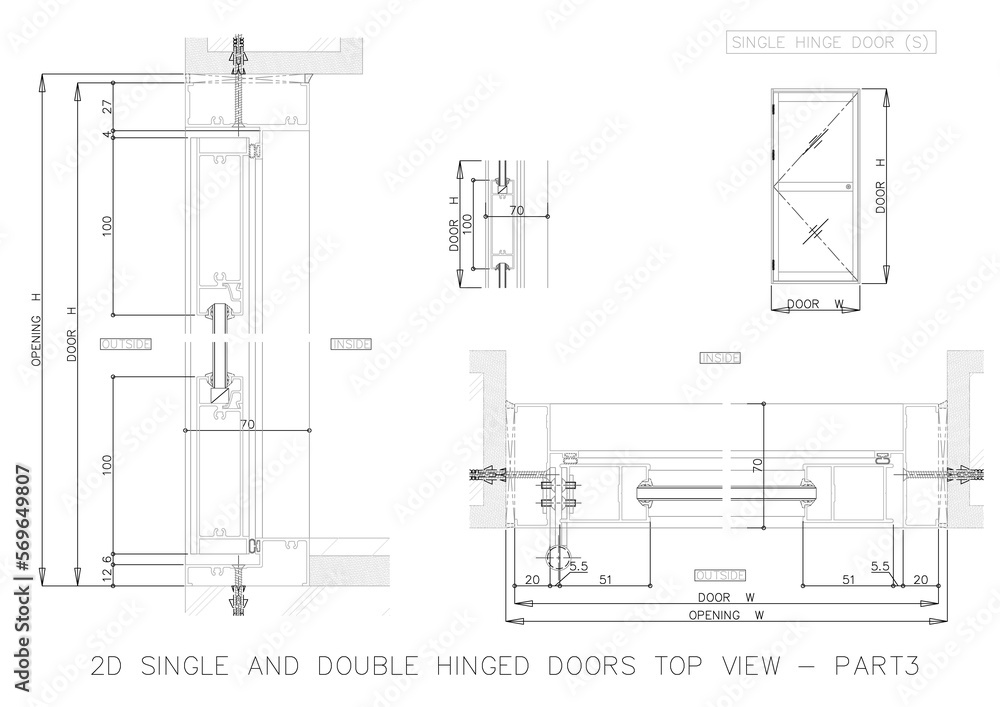 2D SINGLE AND DOUBLE HINGED DOORS TOP VIEW 2D SINGLE AND DOUBLE HINGED DOORS TOP VIEW
