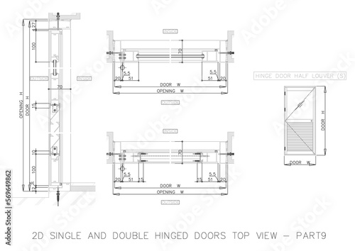 2D SINGLE AND DOUBLE HINGED DOORS TOP VIEW