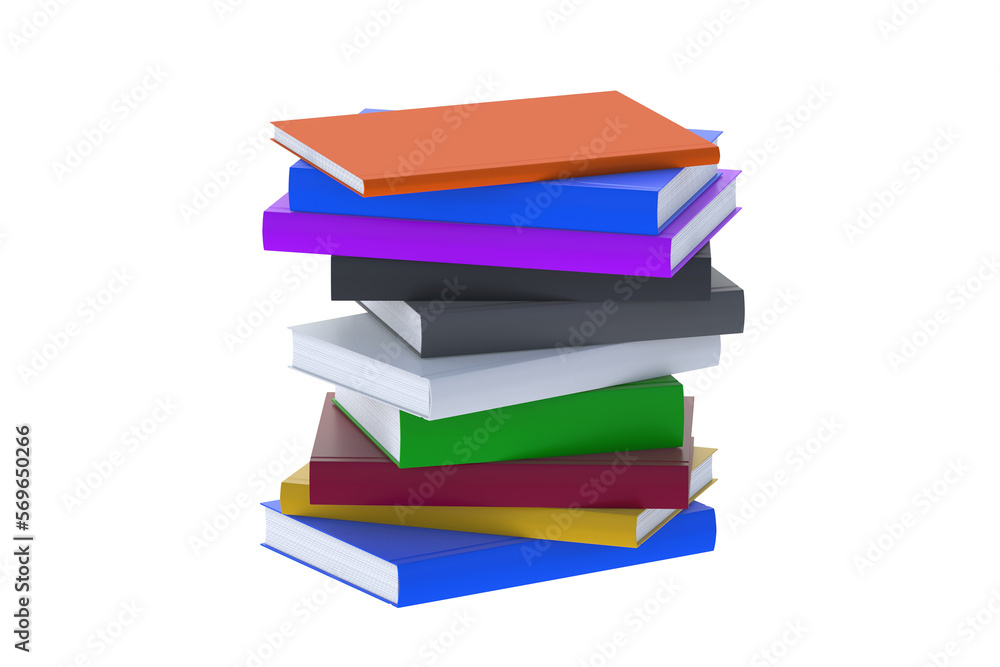 Stack of books isolated on white background. 3d render Stack of books isolated on white background. 3d render