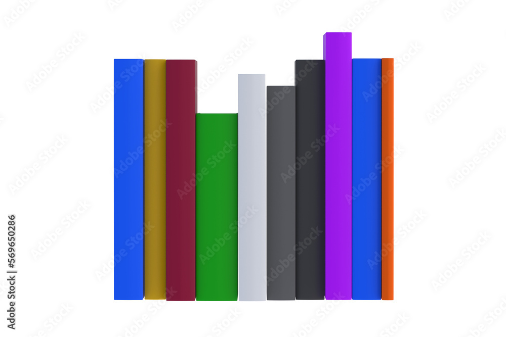 Row of books isolated on white background. 3d render Row of books isolated on white background. 3d render