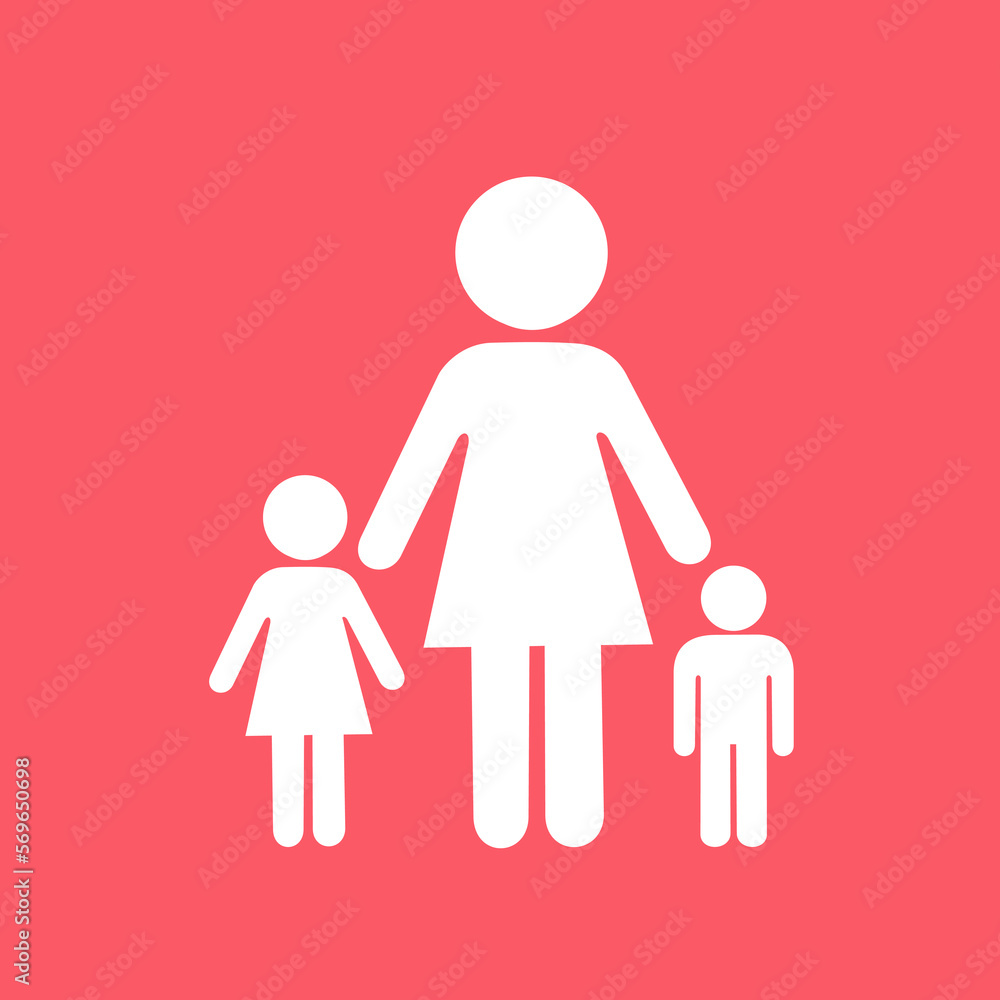 Single mom - fatherless family of lonely mother with children and kids. Widow or divorced woman and female. Vector illustartion isolated on plain background Single mom - fatherless family of lonely mother with children and kids. Widow or divorced woman and female. Vector illustartion isolated on plain background