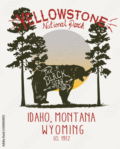 vector camping illustration and outdoor print for t shirts 