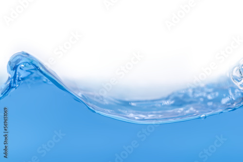 blue water waves with bubbles of air, isolated on the white background