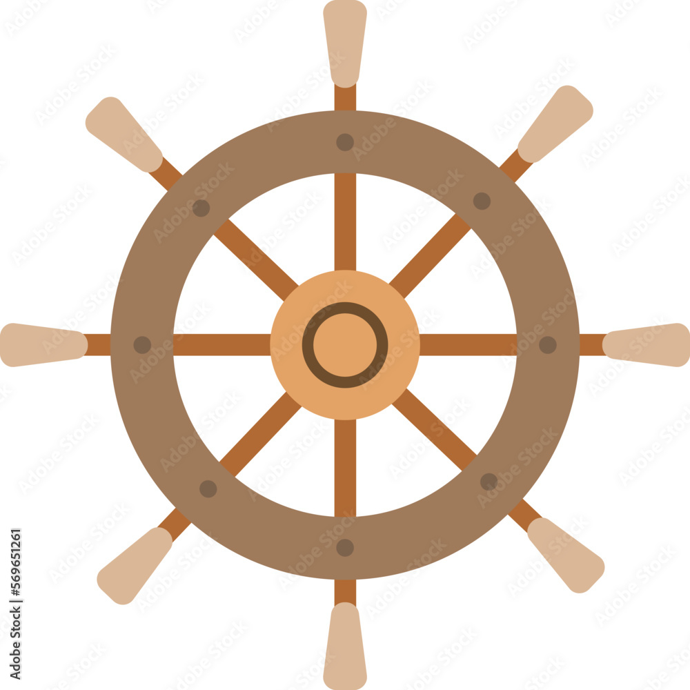 a brown ship steering wheel