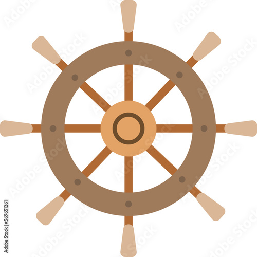 a brown ship steering wheel