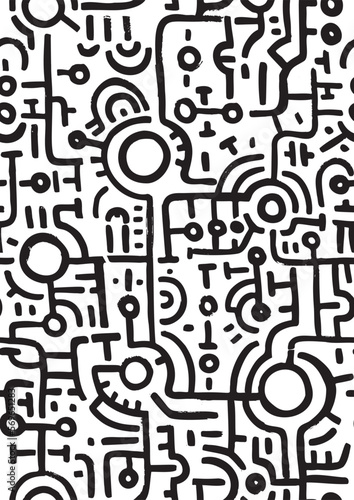 Abstract seamless black and white textile design