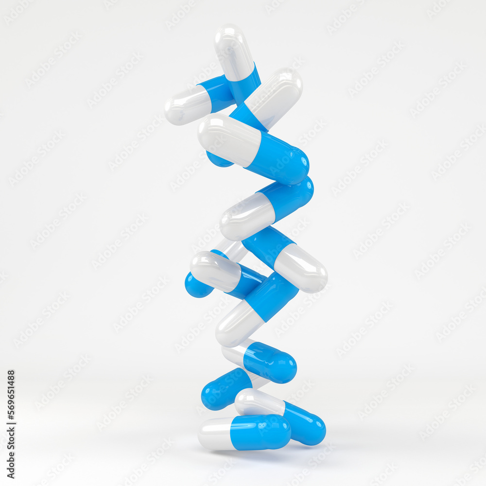 3d rendering of some capsules in blue and white - Medicine on white background. 3d rendering of some capsules in blue and white - Medicine on white background.