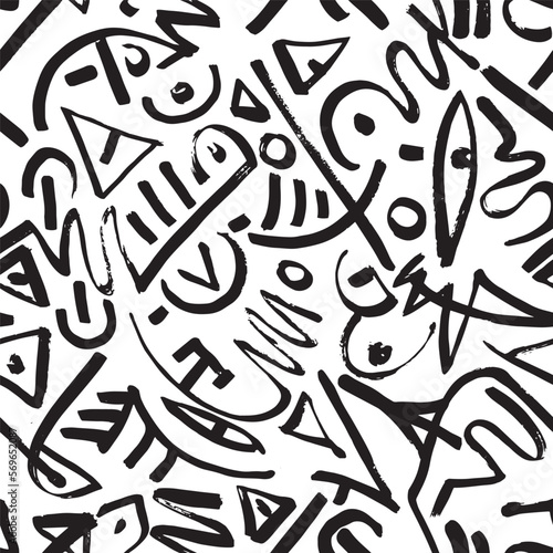 Abstract seamless black and white textile design