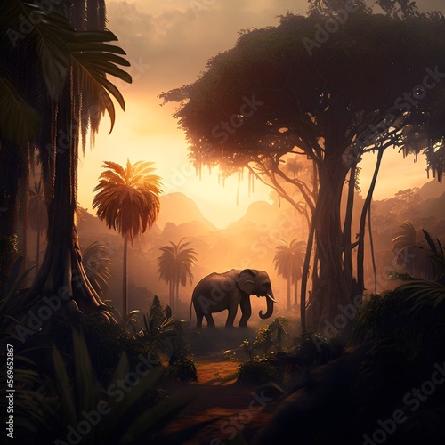"Tropical Twilight: A Sunset Landscape" | Generative AI Artwork |