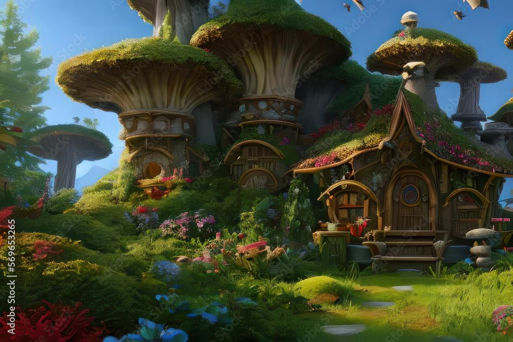 Fototapeta premium Magic village. AI generated.