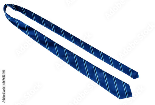 Obraz na plátně Untied blue striped tie on transparent background for fathers day
