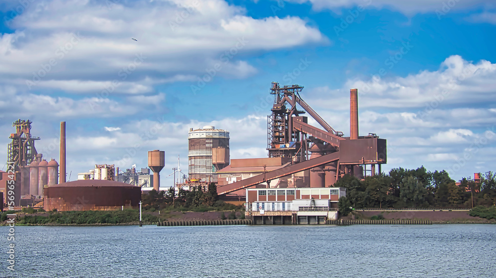 Hafen, Industrie, Hintergrund, Stahlwerk, Hochofen