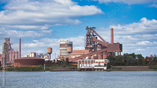 Hafen, Industrie, Hintergrund, Stahlwerk, Hochofen