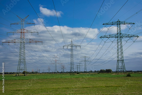 Hochspannungsleitung, Landschaft, Himmel, Hintergrund