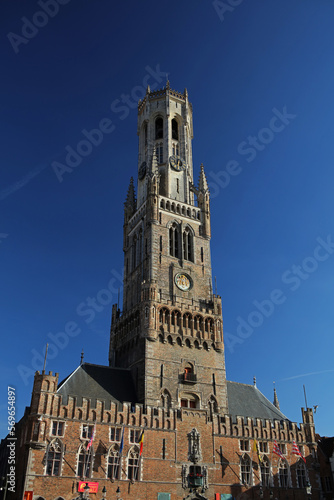 Belfry of Bruges, medieval bell tower in the centre of Bruges, Belgium