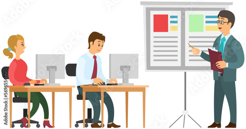 Analytics information and development statistics. Web analysis measure, product testing technology. Man analyses dashboard seo optimization, digital report. Statistical indicators and data on diagram