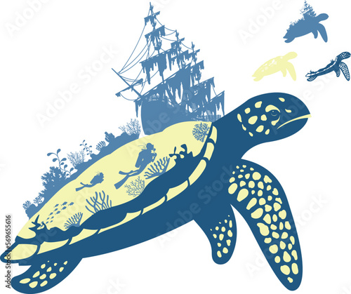 Turtle and ship Laser cut file