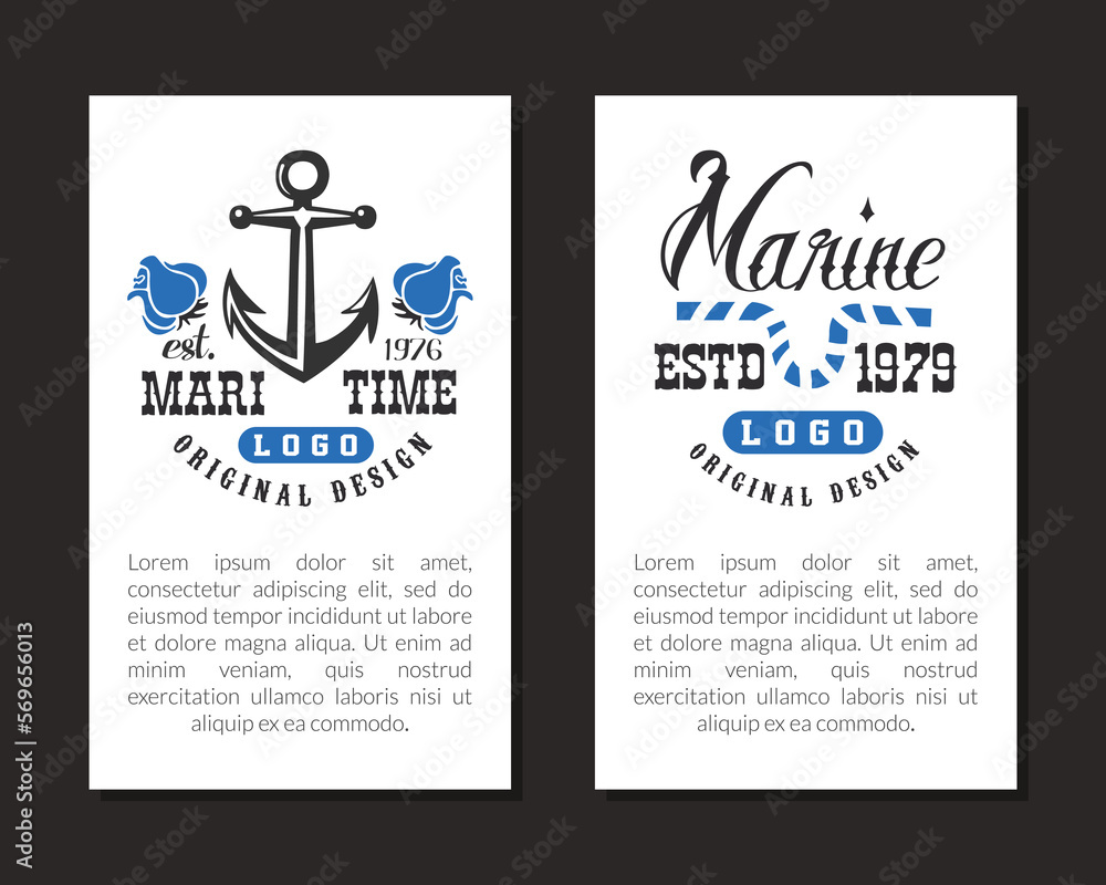 Blue Nautical and Sailing Themed Banner with Anchor and Rope Vector Template Blue Nautical and Sailing Themed Banner with Anchor and Rope Vector Template