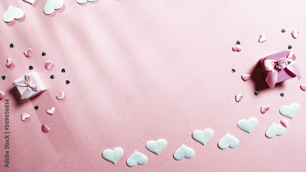 Pink Valentine's background with copy space