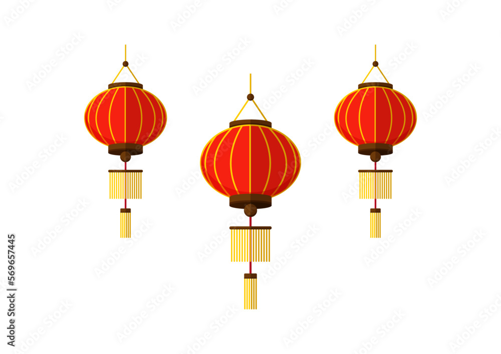Chinese Traditional Red Lantern Vector Isolated On White Background Chinese Traditional Red Lantern Vector Isolated On White Background