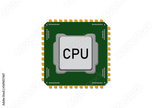 CPU processor clipart flat design on white background. Vector CPU icon
