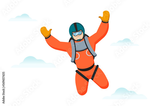 Skydiver clipart flat design on white background vector