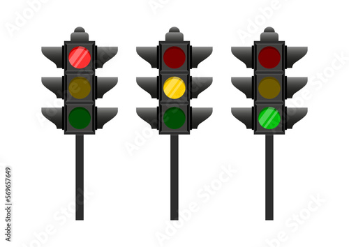 Traffic light flat design isolated on white background. Vector traffic light