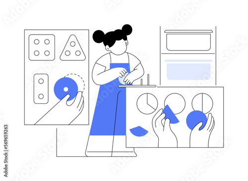 Montessori preschool abstract concept vector illustration.