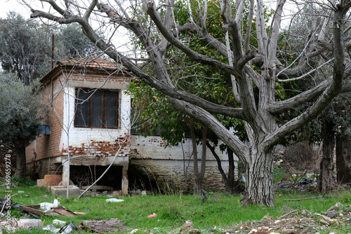 izmir, bayındır, yusuflu, Turkey 02.06.2023 
A view from the historic village with stone-walled houses with wooden windows and doors photo