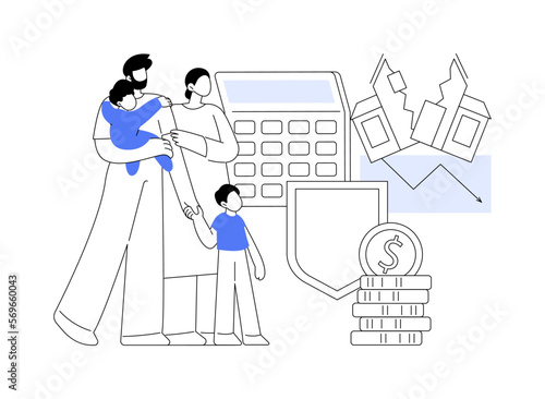 Anti-crisis family budget abstract concept vector illustration.