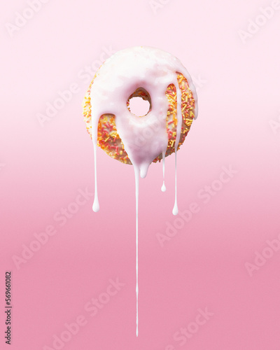 A donut covered in dripping icing