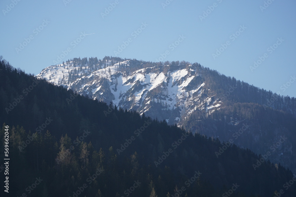 Austrian landscape in lower Austria: Snow covered mountain