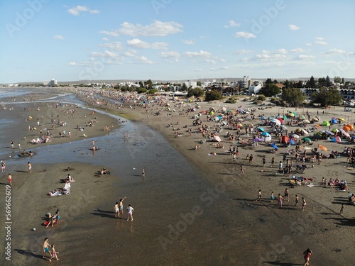 aerial view of crowd on the beach