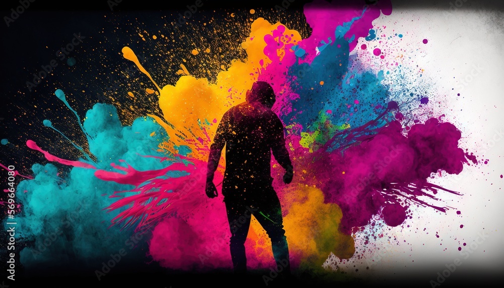 Obraz premium A lot of colors and people and Holi generative ai