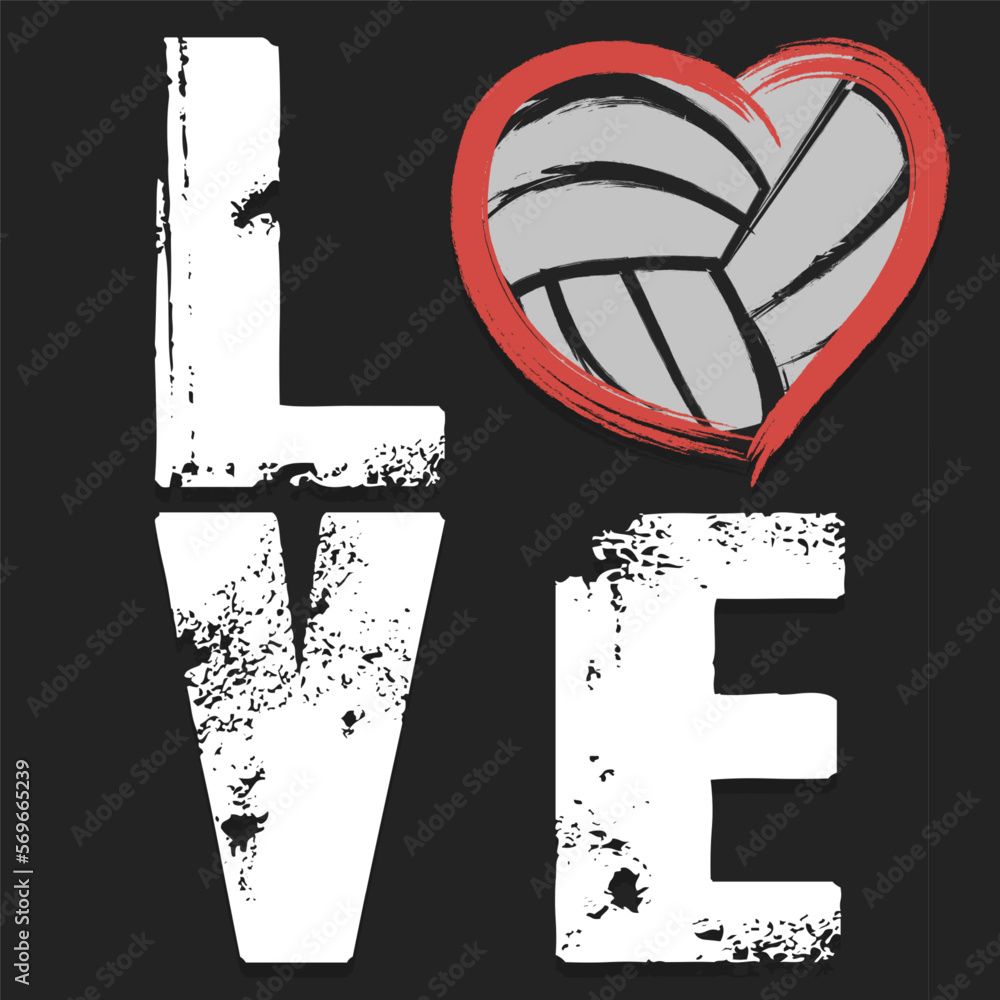 Happy Valentines Day. Love and volleyball ball Happy Valentines Day. Love and volleyball ball