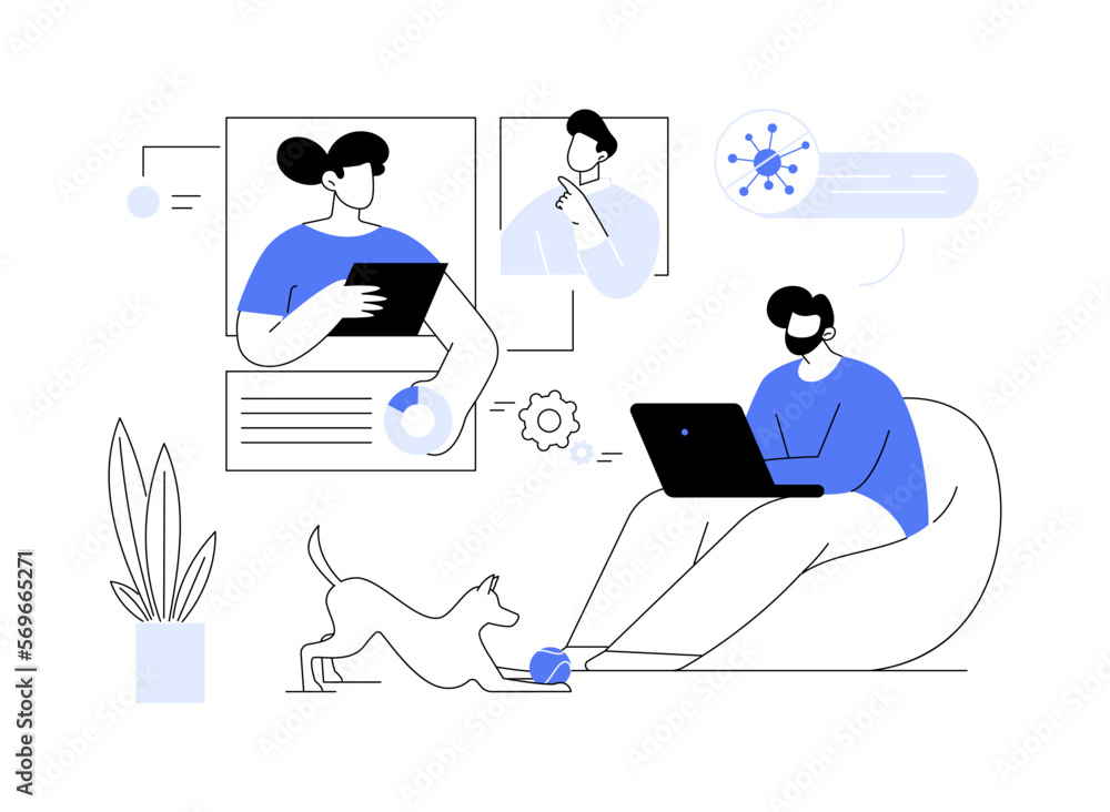 Business meeting during sick leave abstract concept vector illustration.