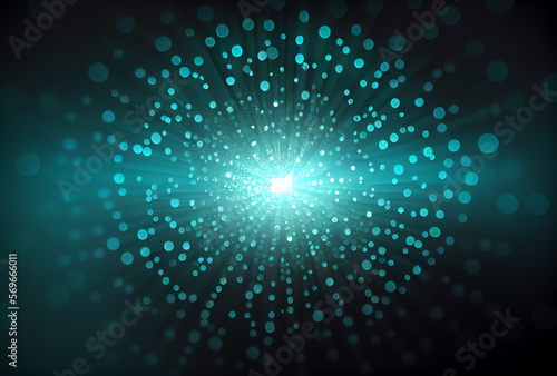 teal green abstract background with bokeh, generative ai 